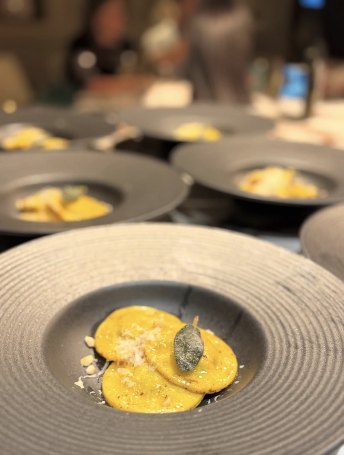 Pumpkin ravioli with sage